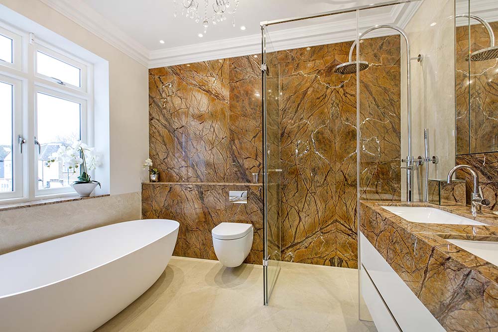 Luxurious Natural Stone Bathroom Accent Wall